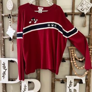 Vintage Disney Red Crewneck Sweater with Embroidered Mickey details